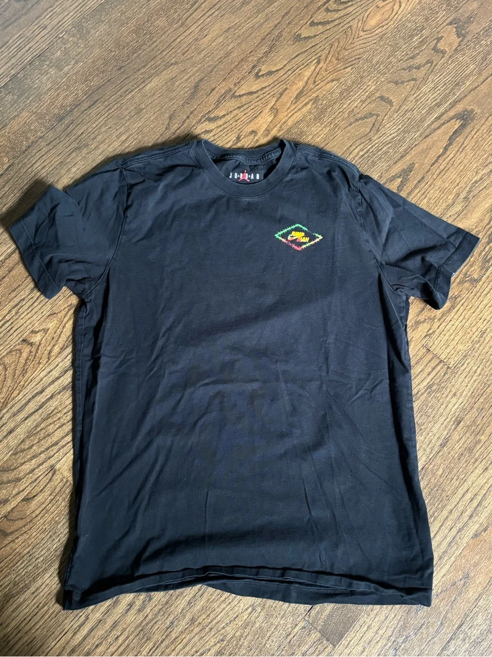 Jordan Black Long-Sleeve Tee with Neon Green-Yellow-Red Jumpman